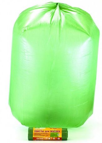 Мешки для мусора 120 литров, 14 мкм, ПНД, 10 шт. зеленые, 70х110 см, EXTRA - Вид 4